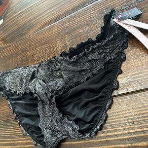 Victoria's Secret black with silver ruched cheeky bottoms size XL NEW WITH TAGS